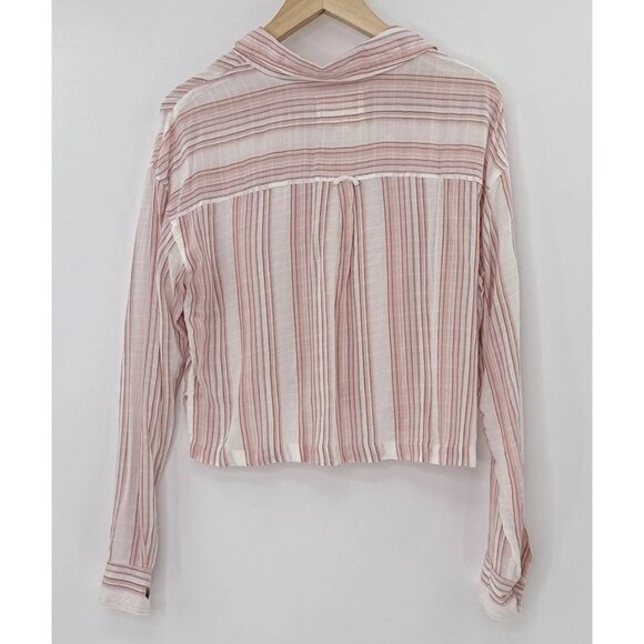 Aeropostale Cropped Striped Long Sleeve Blouse‎ Sz Sm, Boho, Coastal, Beach - Picture 2 of 9
